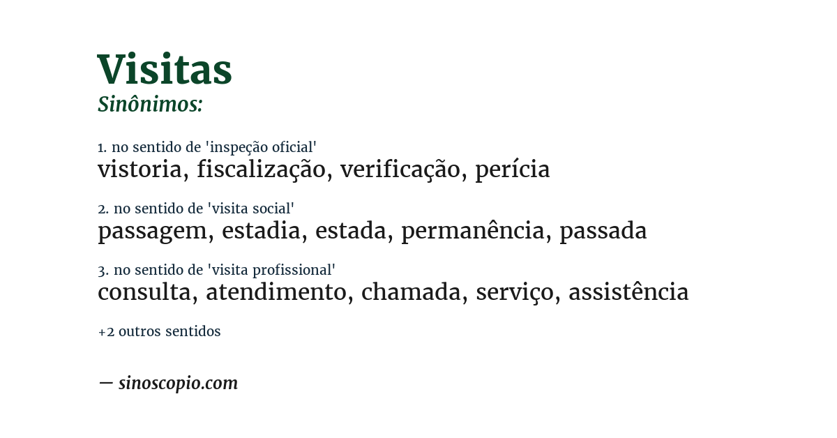 Sinônimo de visitas