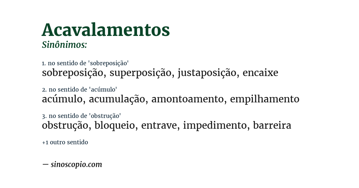 Sinônimo de acavalamentos