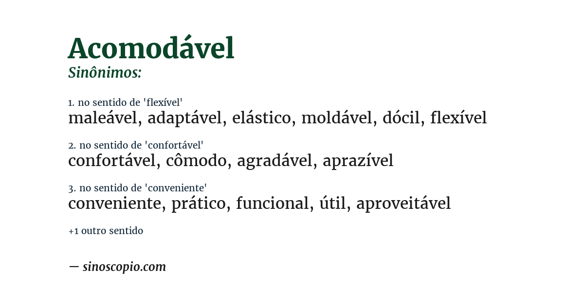 Sinônimo de acomodável