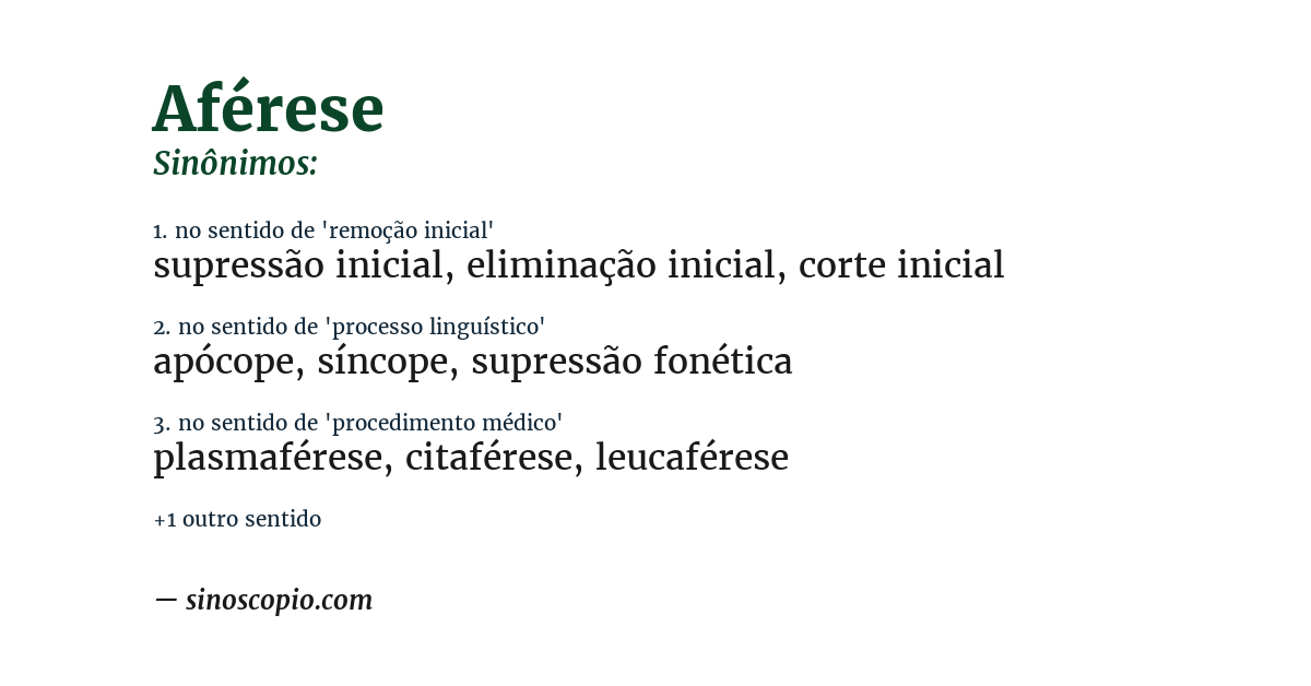 Sinônimo de aférese