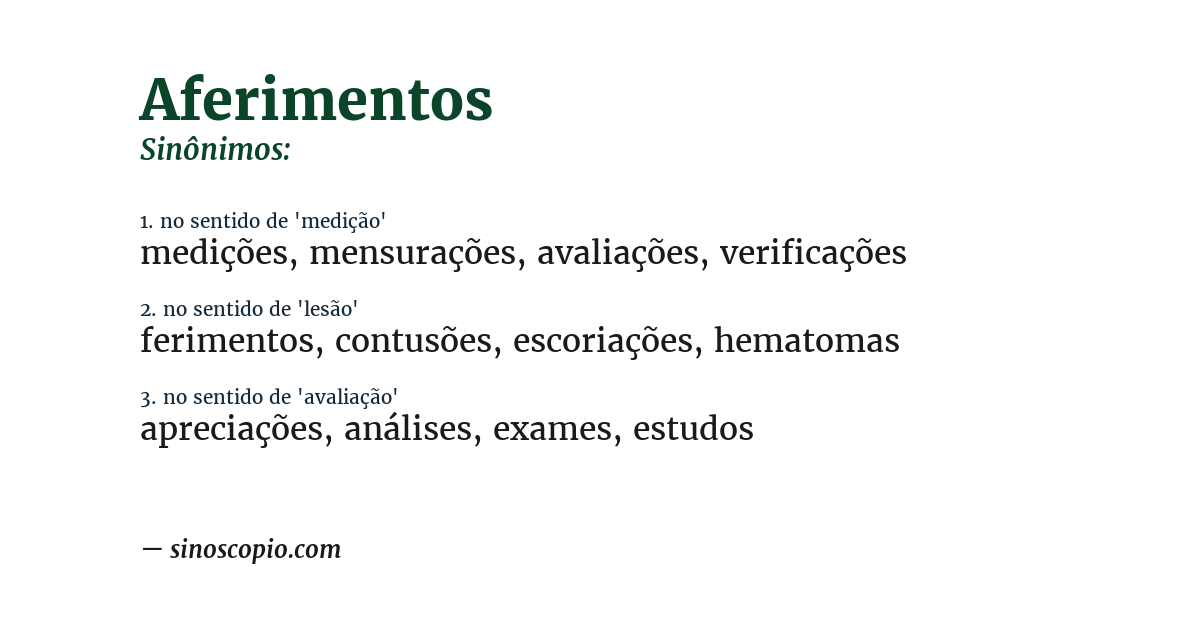 Sinônimo de aferimentos