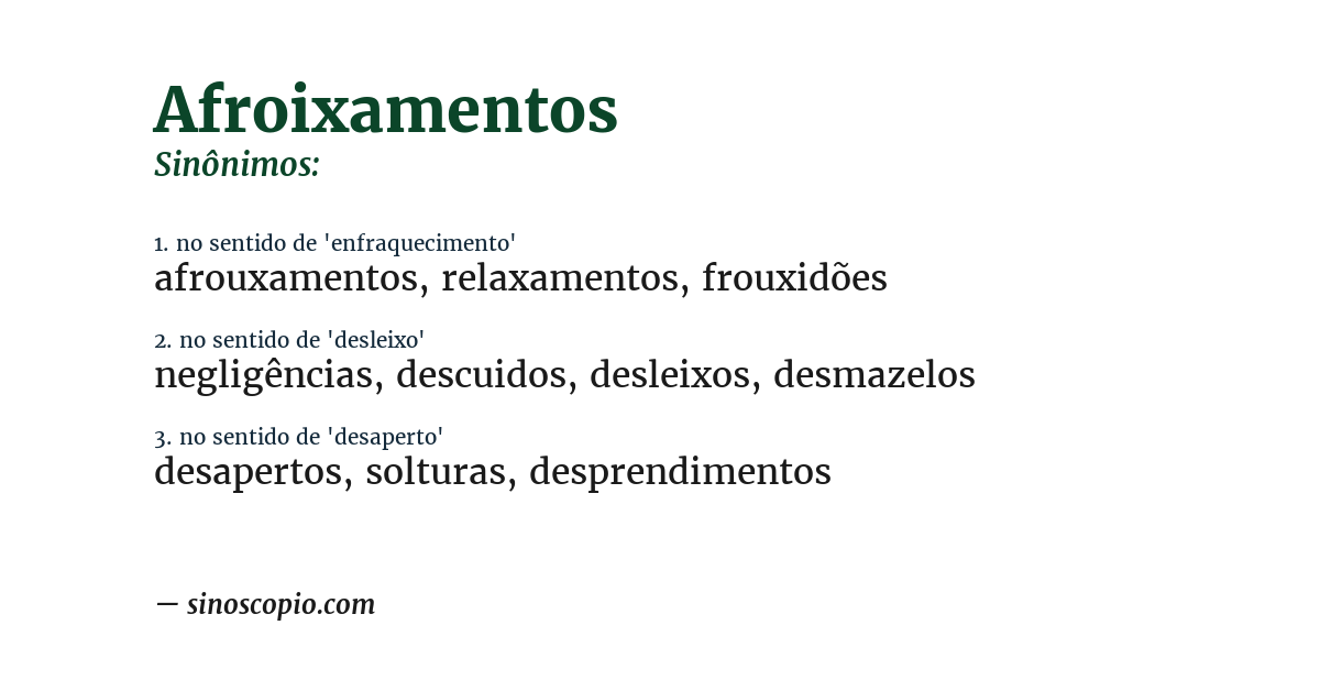 Sinônimo de afroixamentos