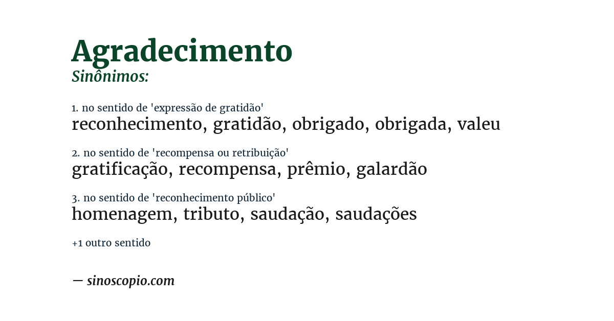 Sinônimo de agradecimento