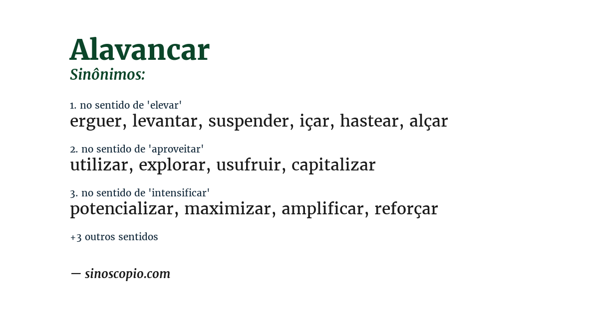 Sinônimo de alavancar