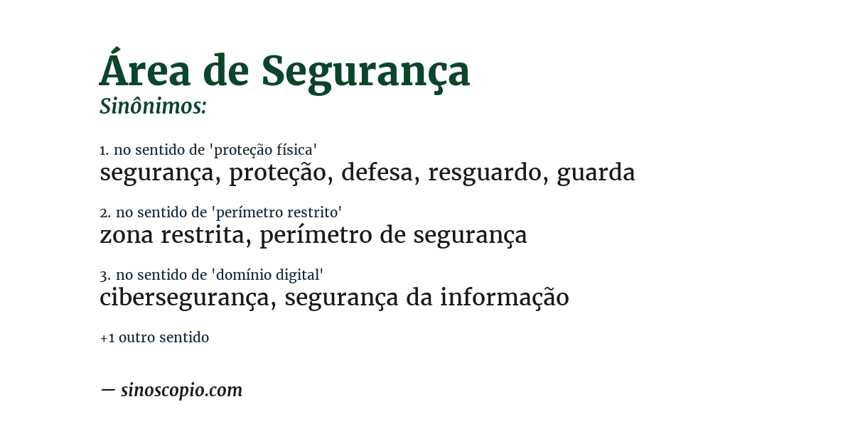 Sinônimo de área de segurança