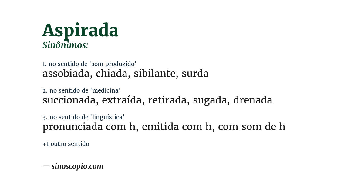 Sinônimo de aspirada