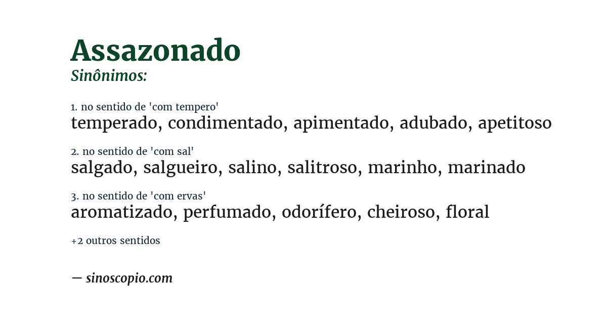 Sinônimo de assazonado