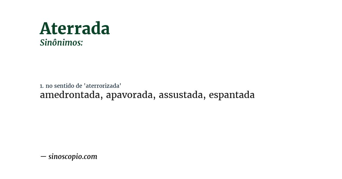 Sinônimo de aterrada