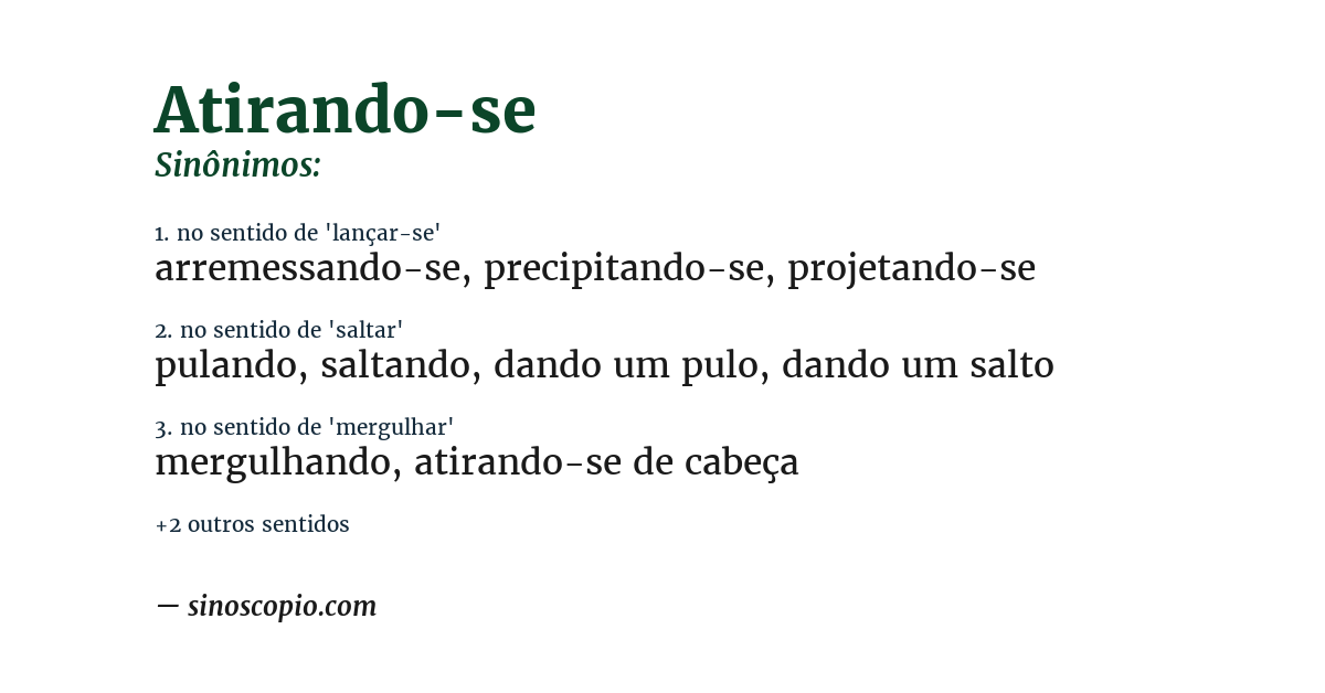 Sinônimo de atirando-se