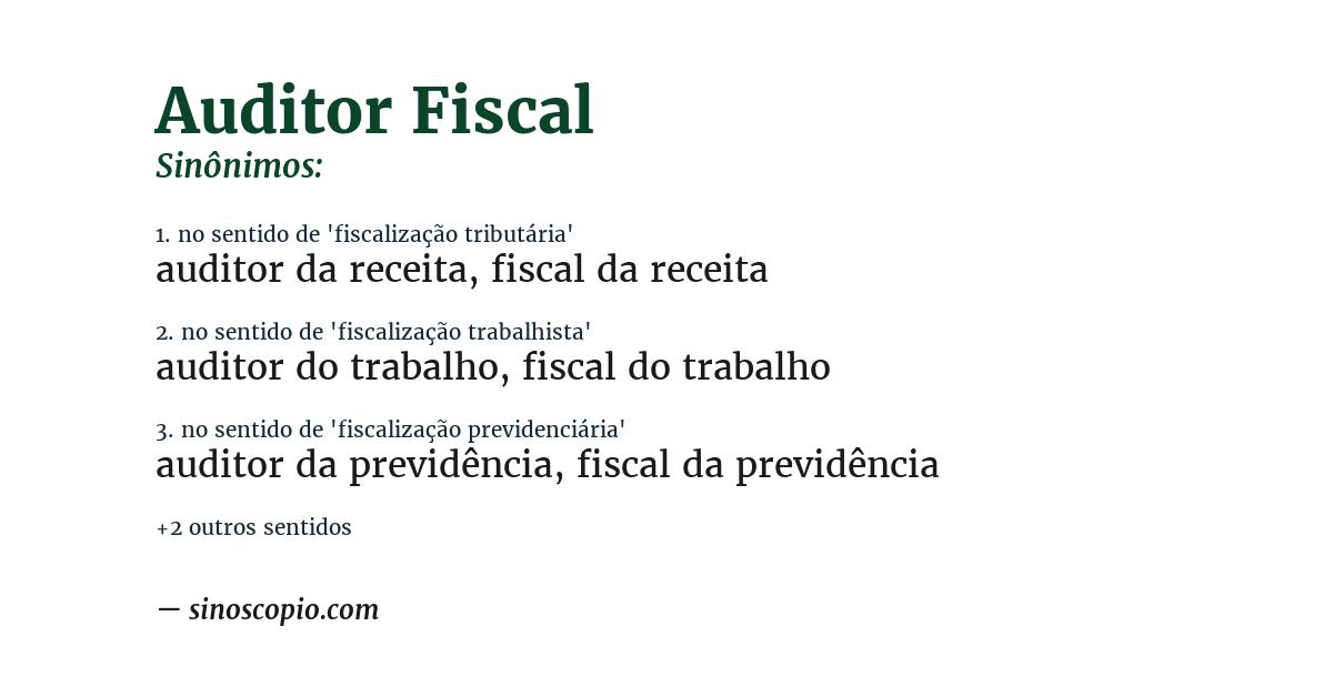 Sinônimo de auditor fiscal