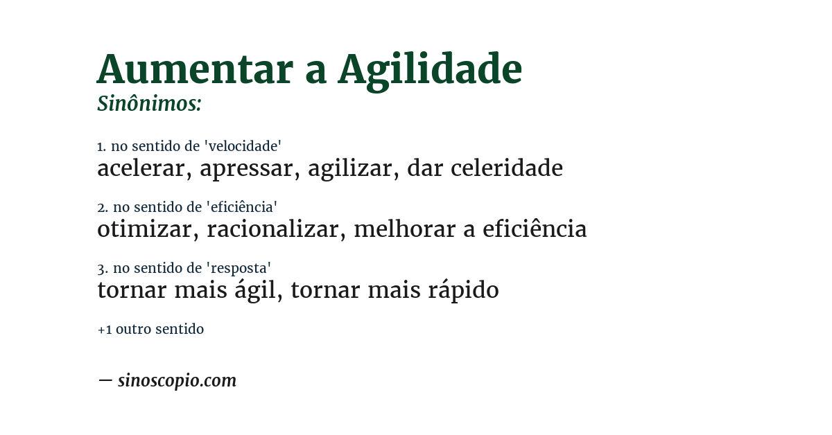 Sinônimo de aumentar a agilidade