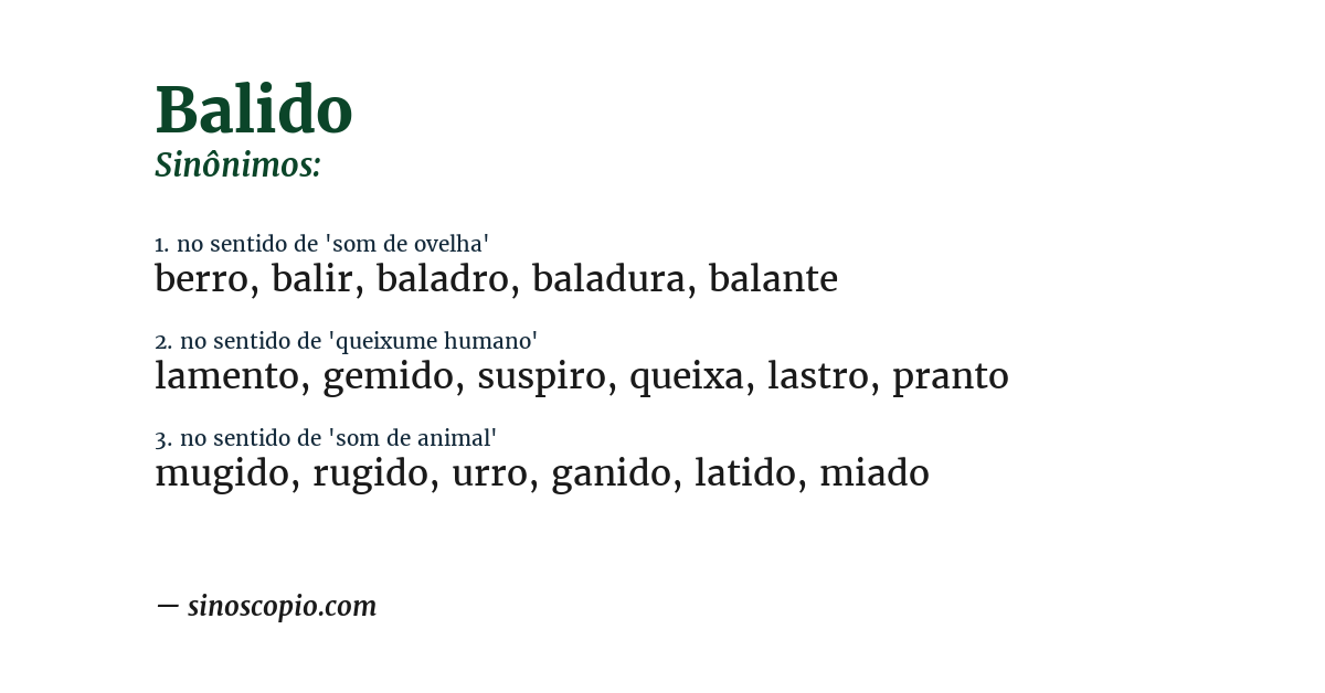 Sinônimo de balido