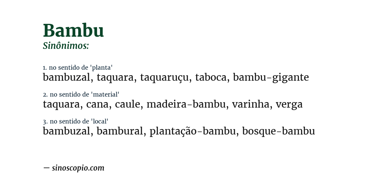 Sinônimo de bambu