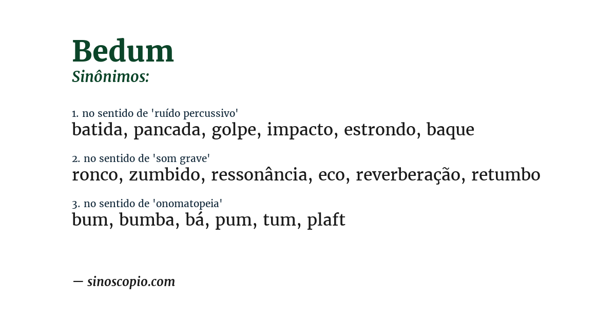 Sinônimo de bedum