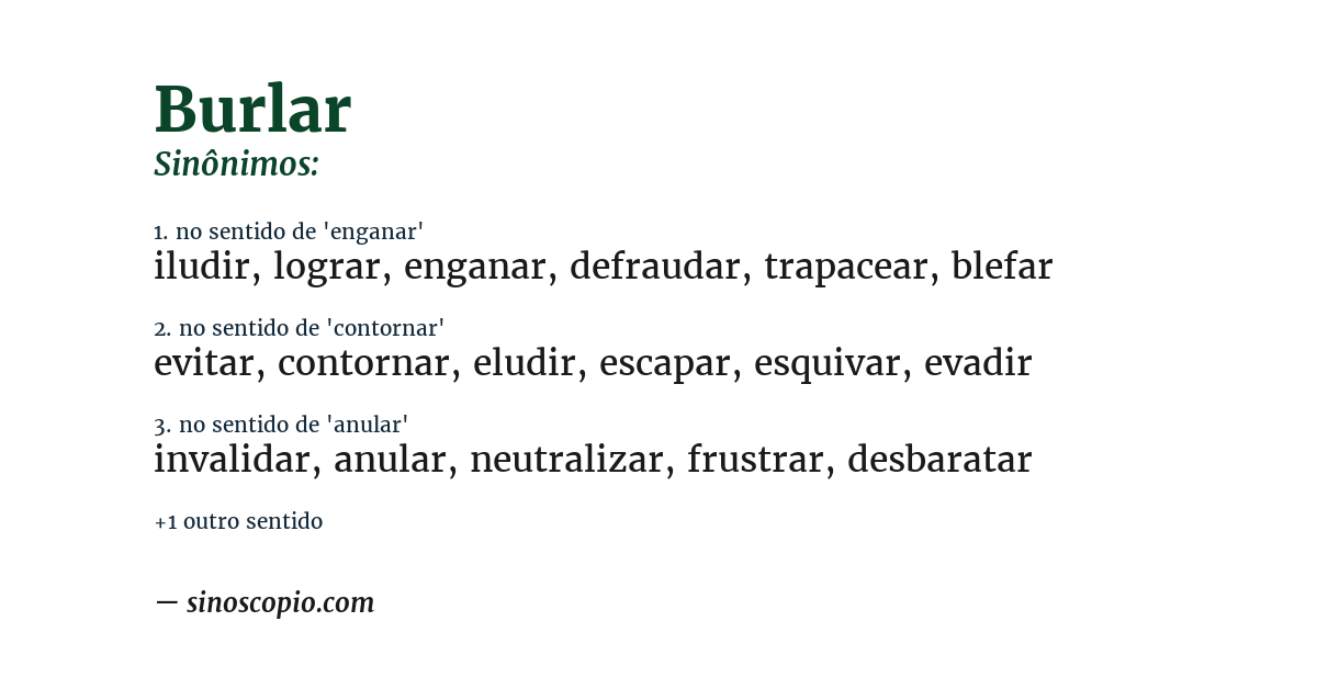 Sinônimo de burlar