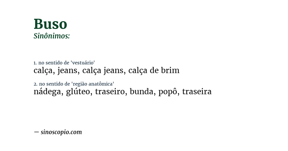 Sinônimo de buso