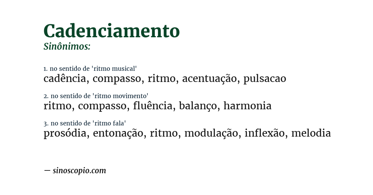 Sinônimo de cadenciamento