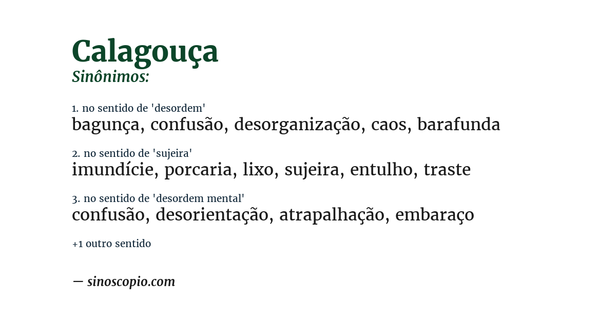Sinônimo de calagouça