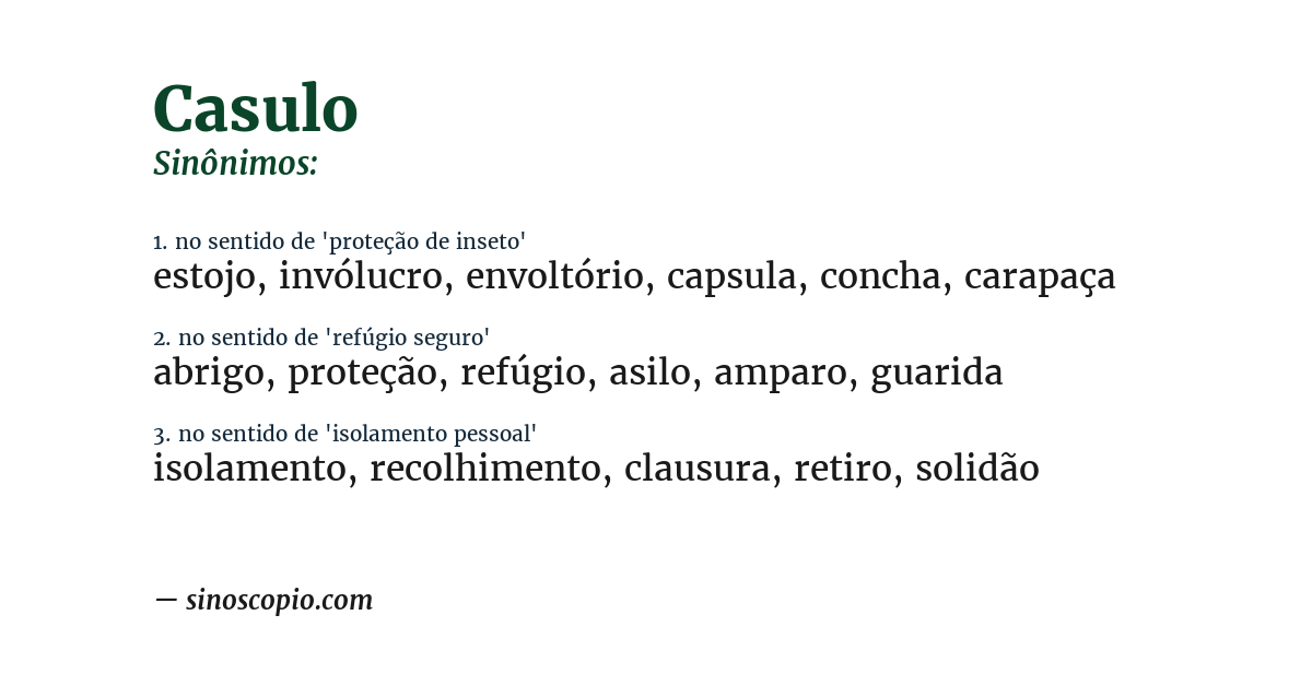 Sinônimo de casulo