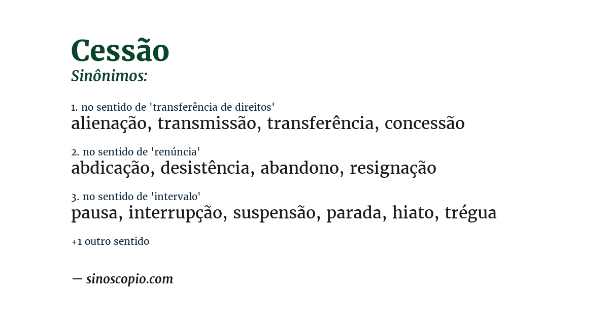 Sinônimo de cessão