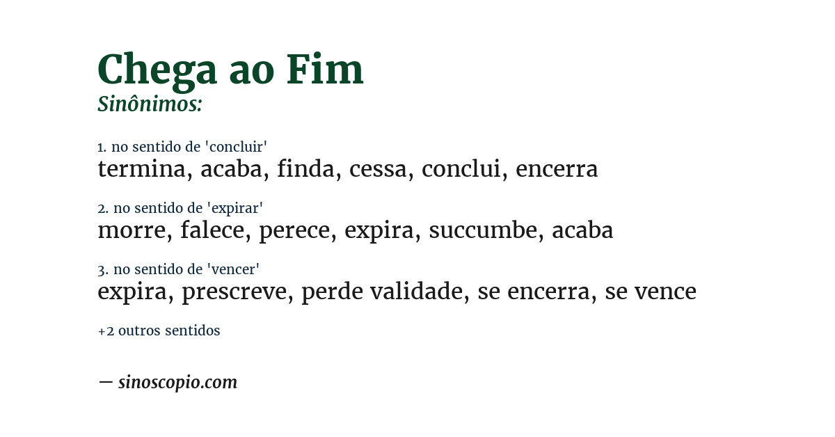 Sinônimo de chega ao fim
