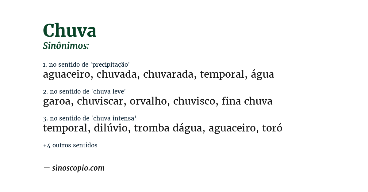 Sinônimo de chuva