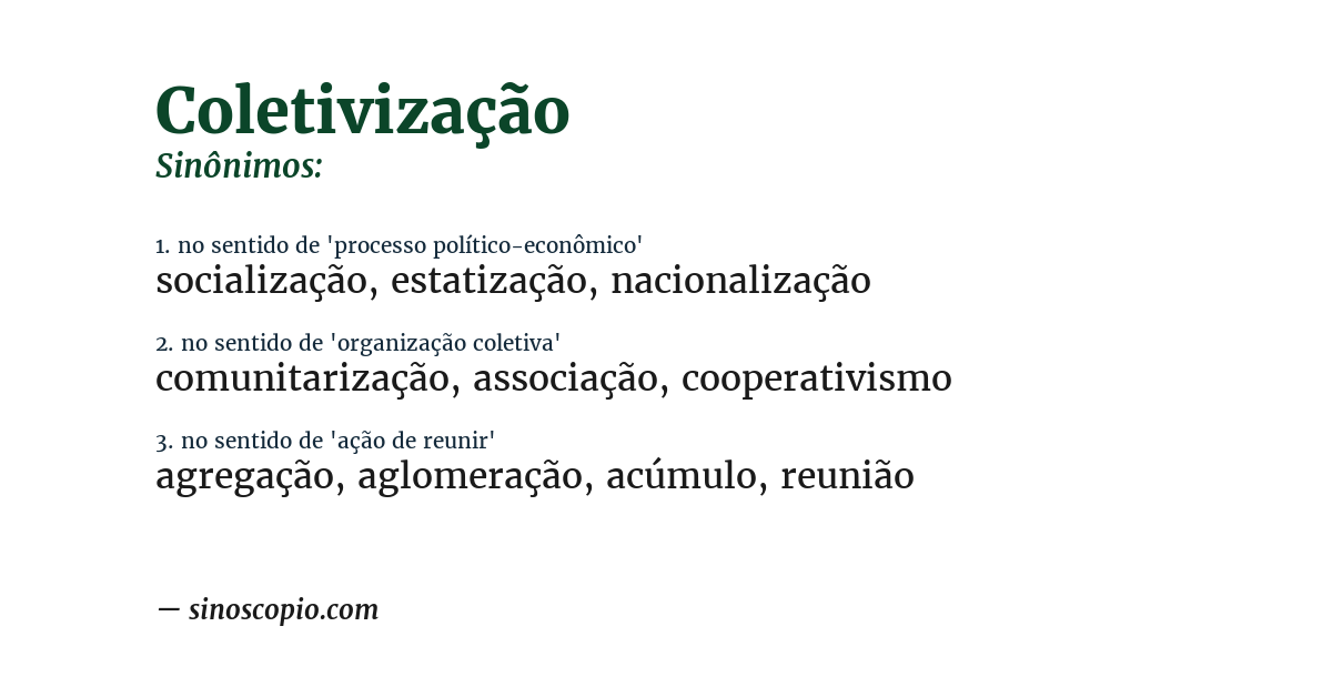Sinônimo de coletivização
