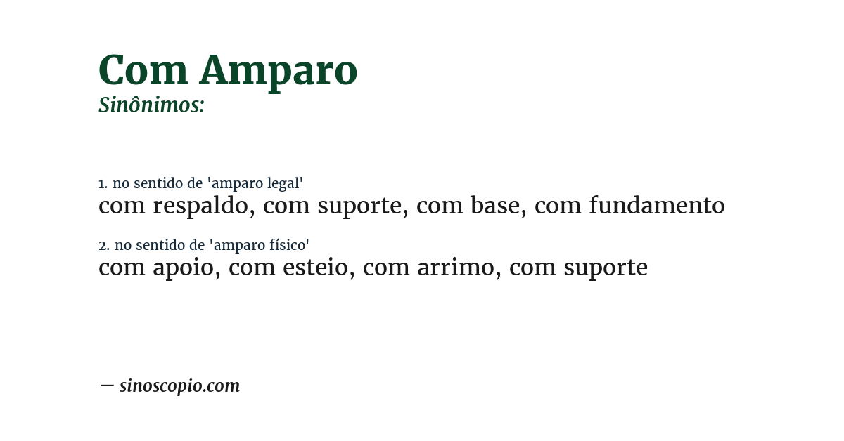 Sinônimo de com amparo