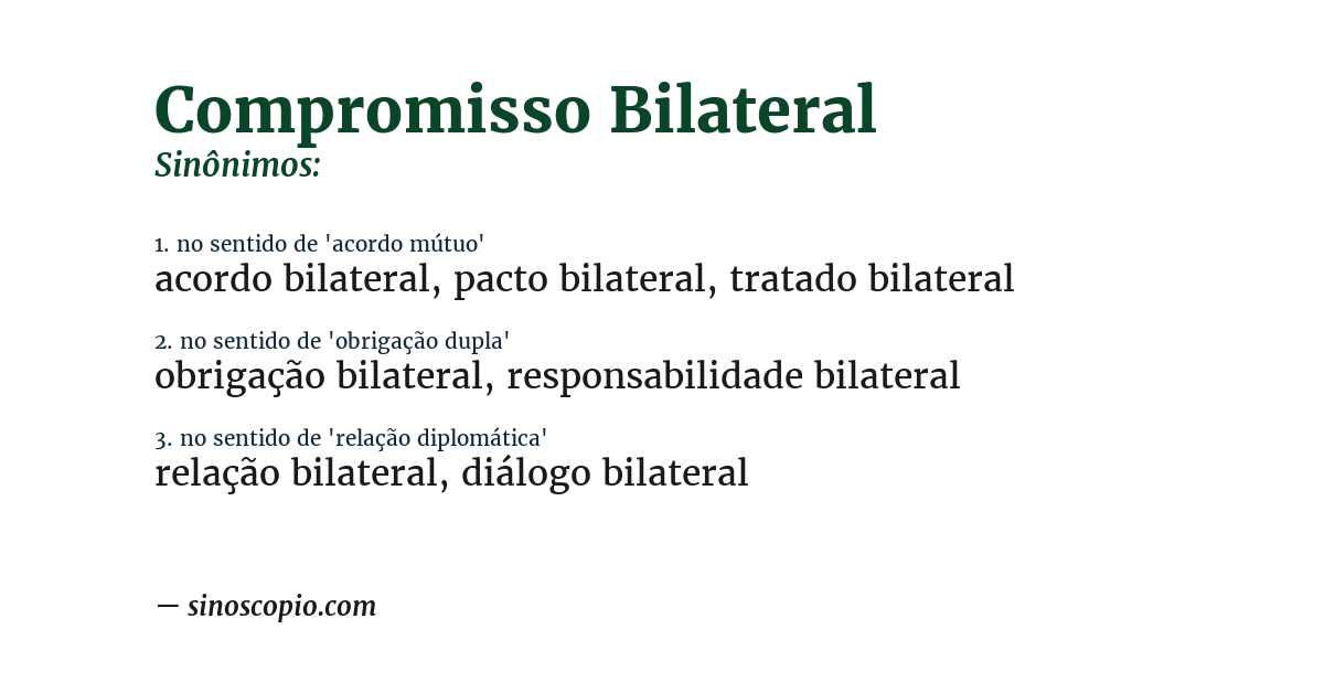 Sinônimo de compromisso bilateral