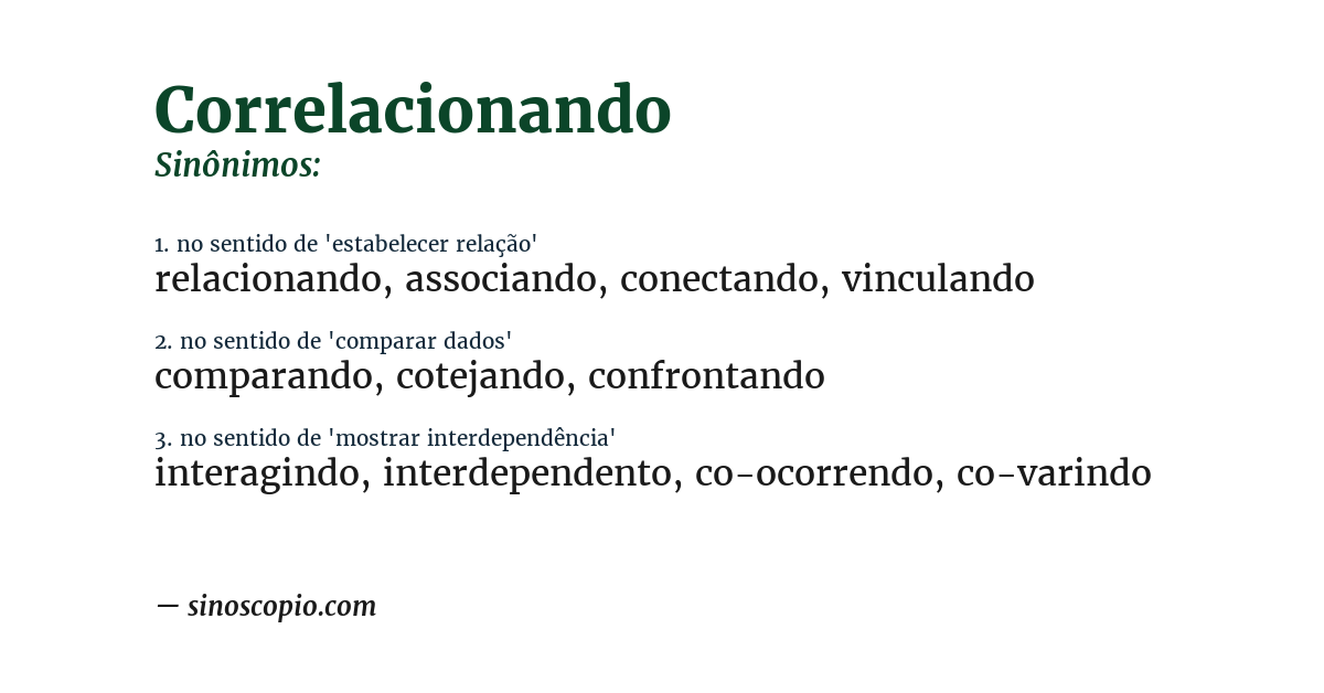 Sinônimo de correlacionando