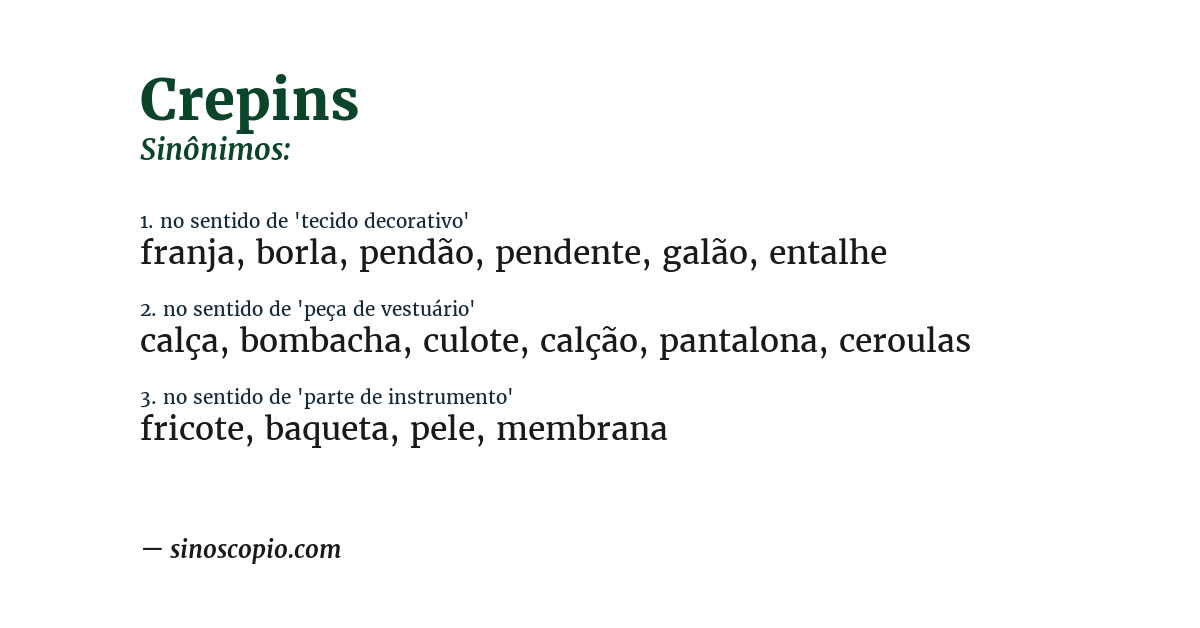 Sinônimo de crepins