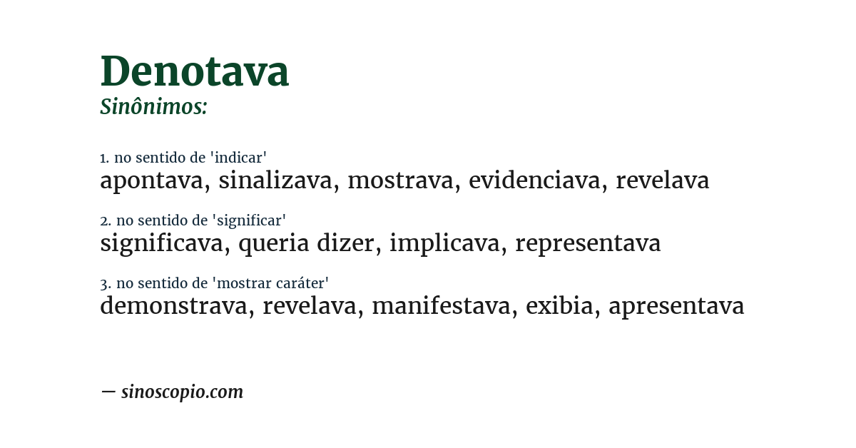 Sinônimo de denotava