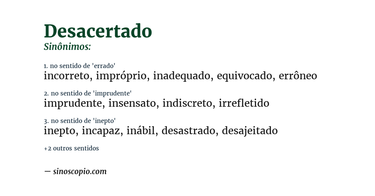 Sinônimo de desacertado