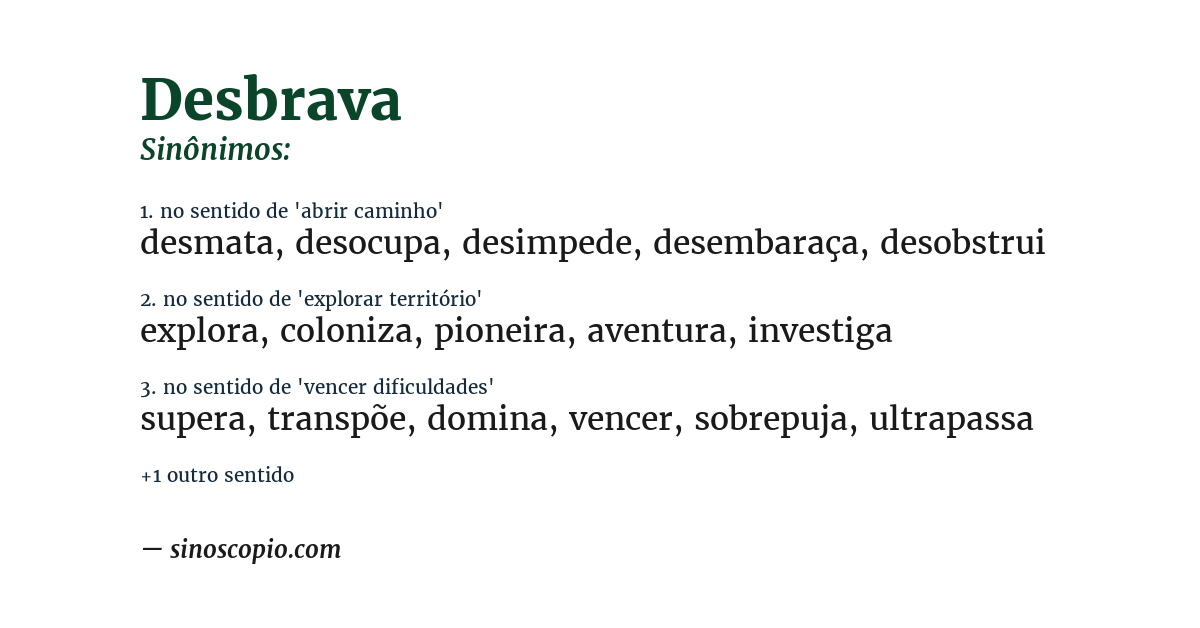Sinônimo de desbrava