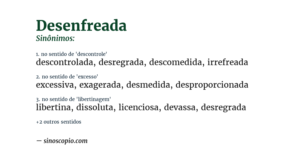 Sinônimo de desenfreada