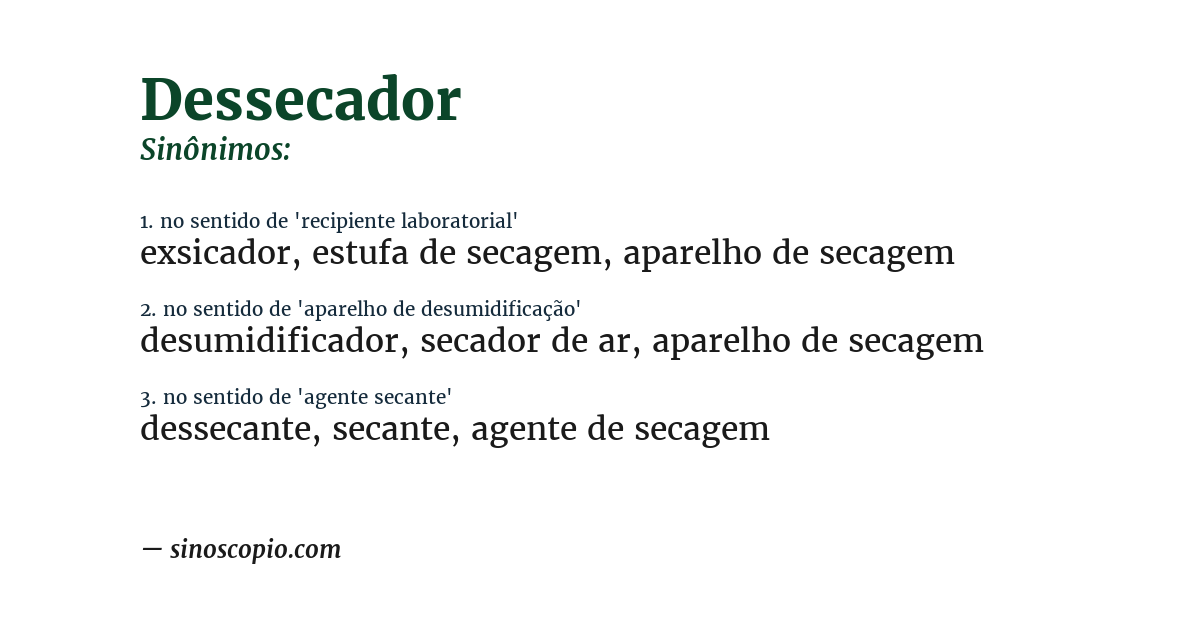 Sinônimo de dessecador