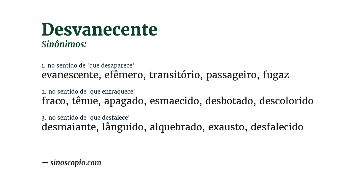 Sinônimo de desvanecente