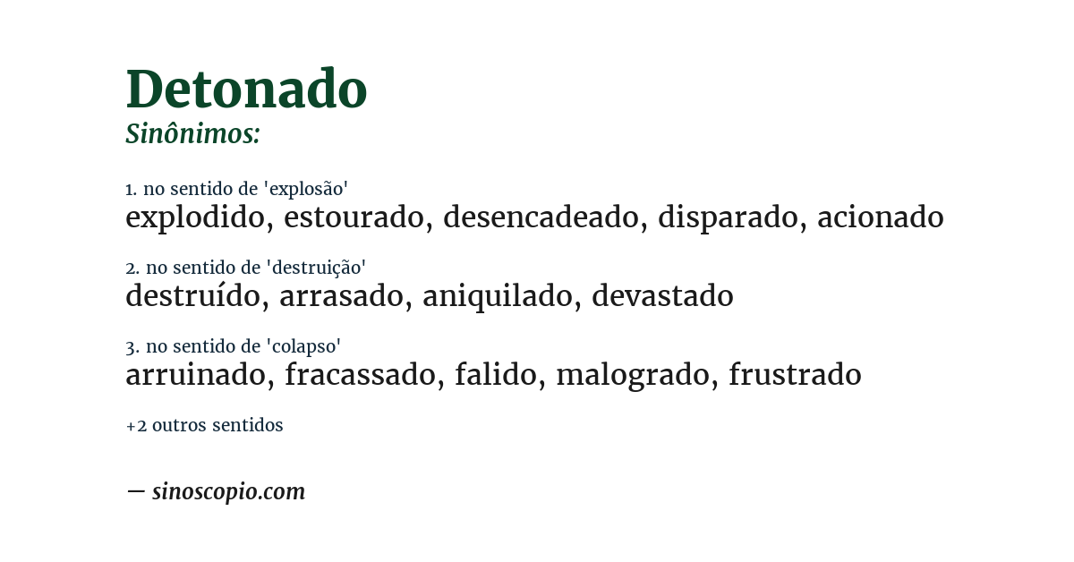 Sinônimo de detonado