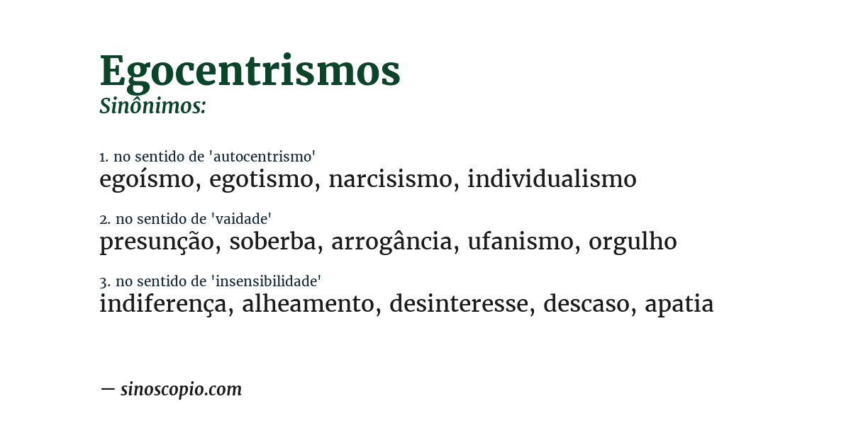 Sinônimo de egocentrismos