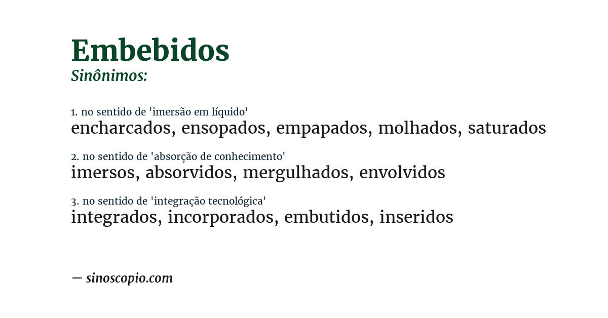 Sinônimo de embebidos