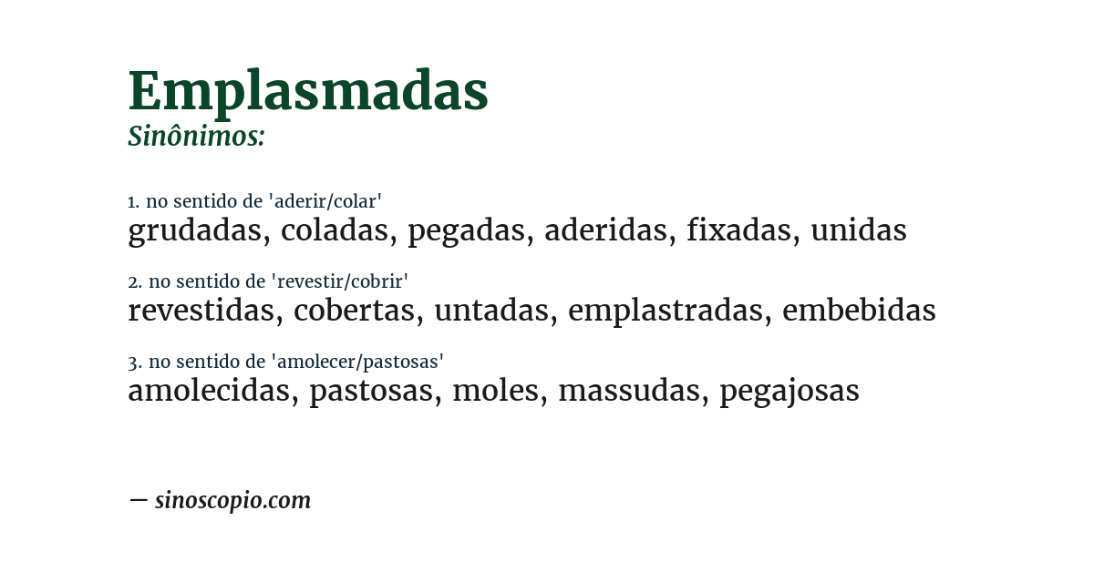 Sinônimo de emplasmadas