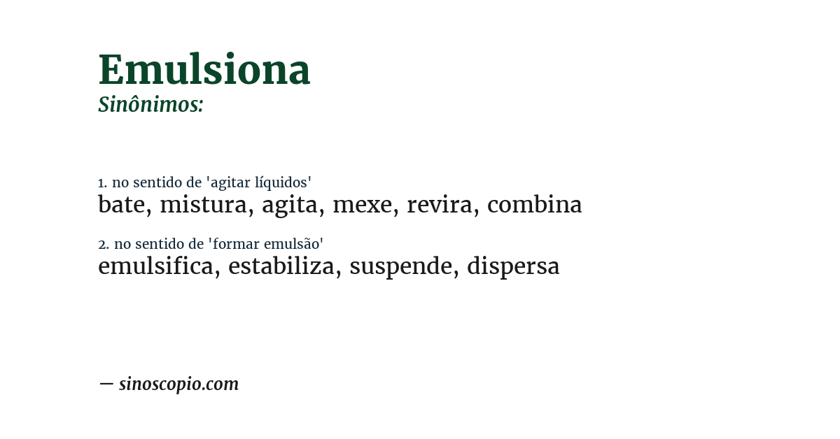 Sinônimo de emulsiona