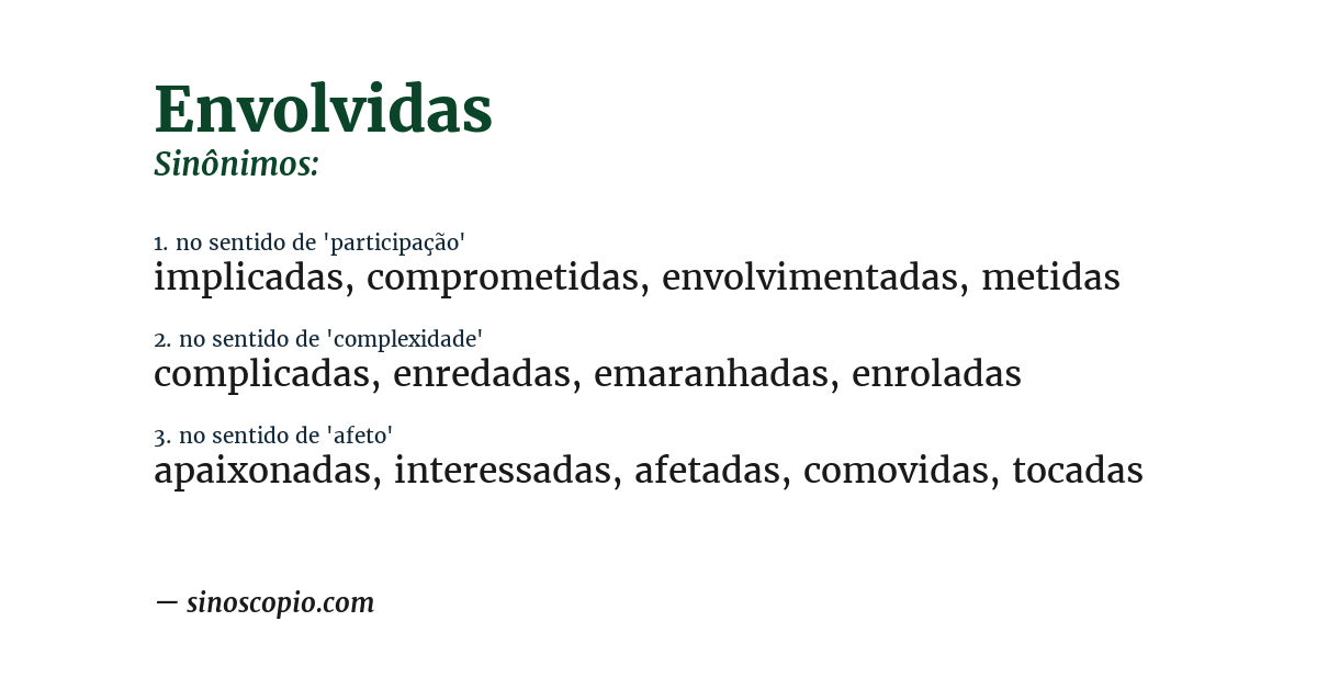 Sinônimo de envolvidas