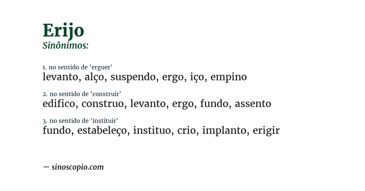 Sinônimo de erijo