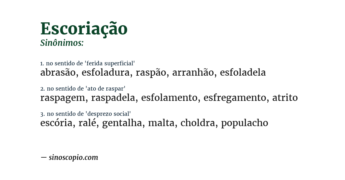 Sinônimo de escoriação