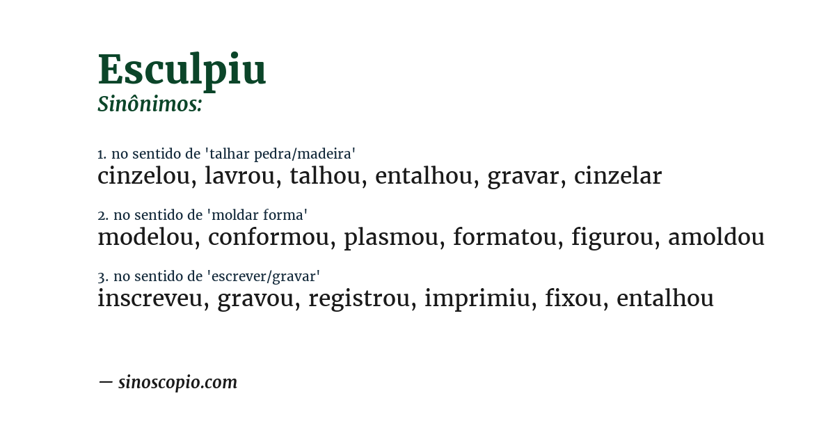 Sinônimo de esculpiu