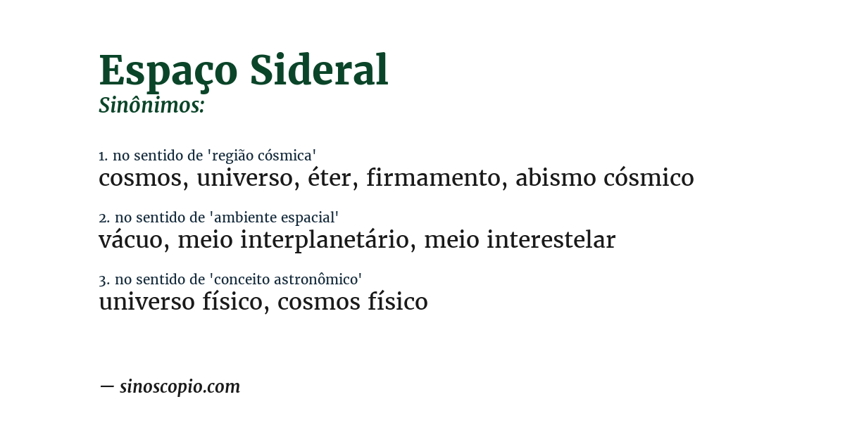 Sinônimo de espaço sideral