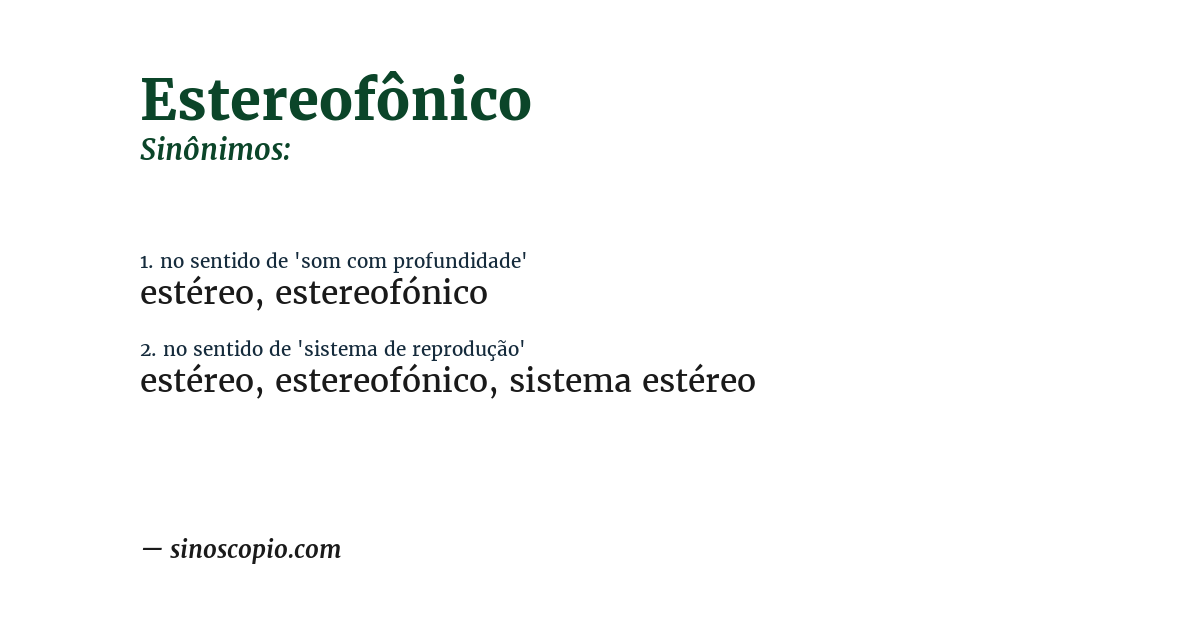 Sinônimo de estereofônico