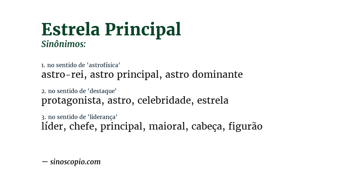 Sinônimo de estrela principal