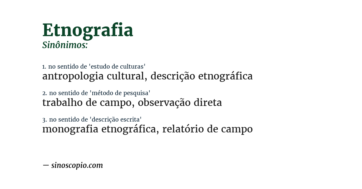 Sinônimo de etnografia